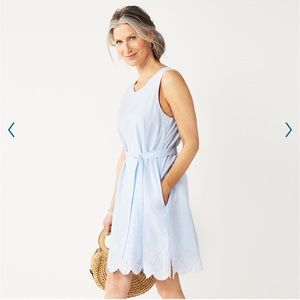 Women's Croft & Barrow® Scallop Hem Embroidered Dress